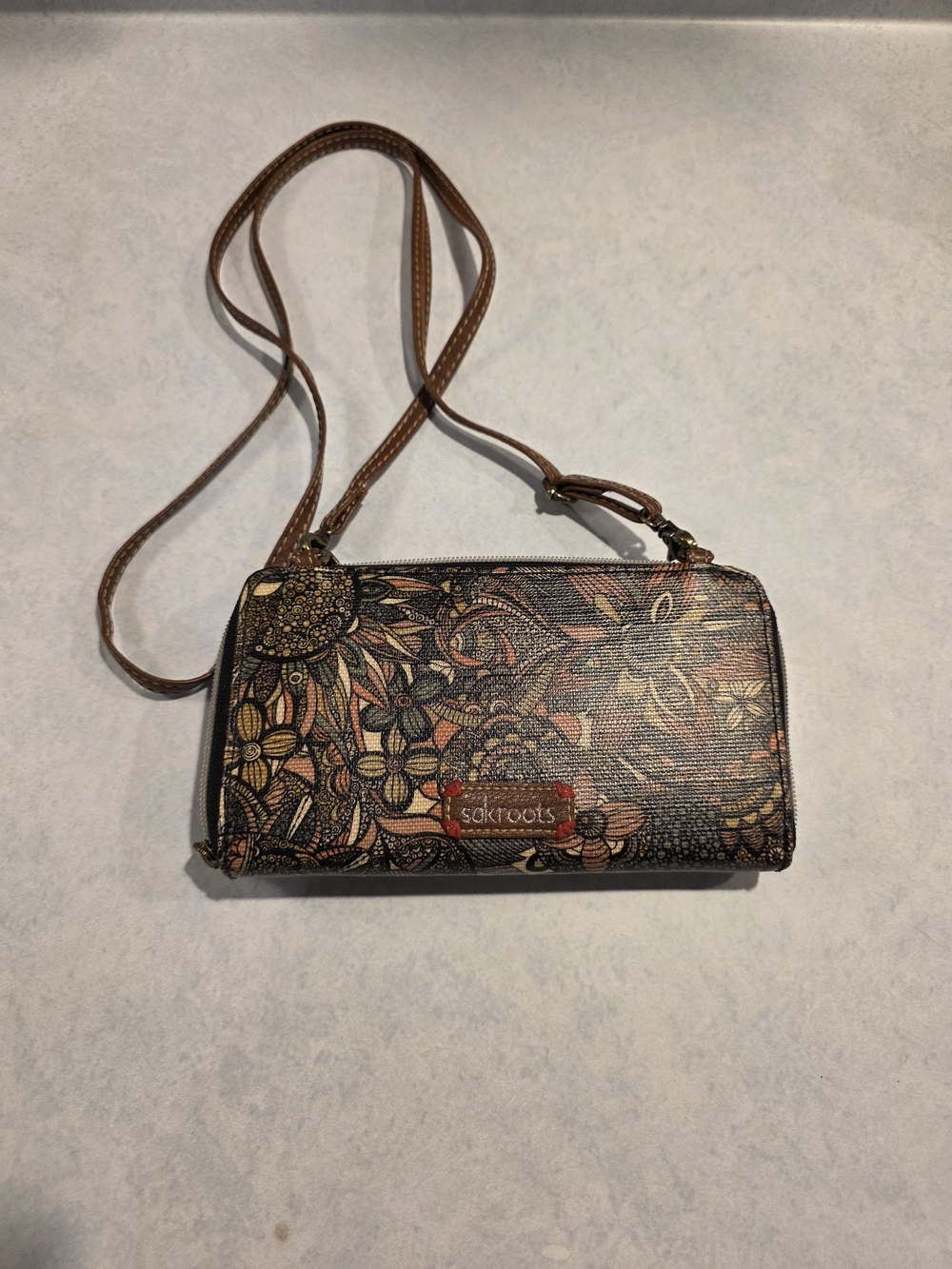 Sakroots Floral Crossbody Wallet - Brown Multi